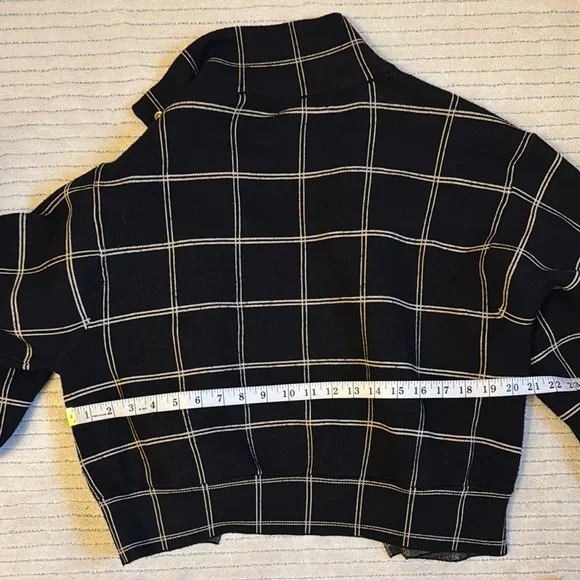 Black and White Bomber Jacket with Windowpane Pattern - Picture 6 of 7
